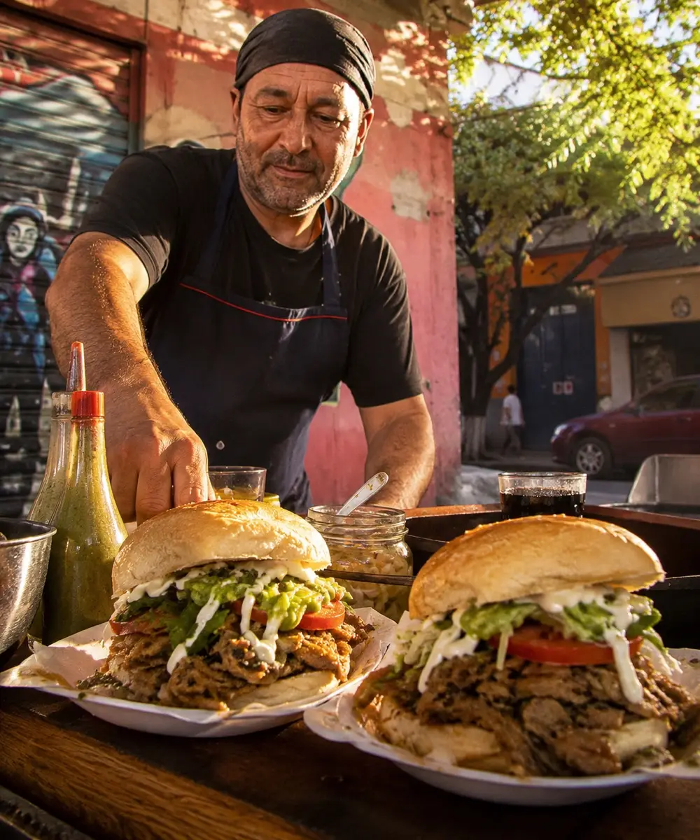 Picada de barrio preparando churrascos